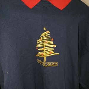 Collard Christmas sweater with gold Christmas tree
